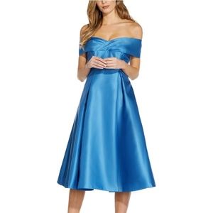 NWT Adrianna Papell Mikado MIDI Dress in Ocean Blue - Size 4